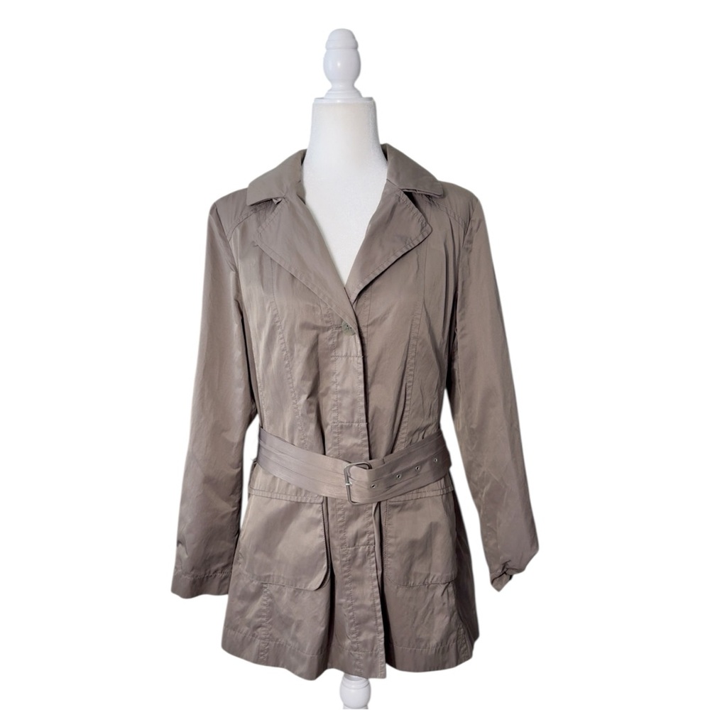 Peek & Cloppenburg Taupe Belted Trench-Style Long Jacket with Pockets – Medium